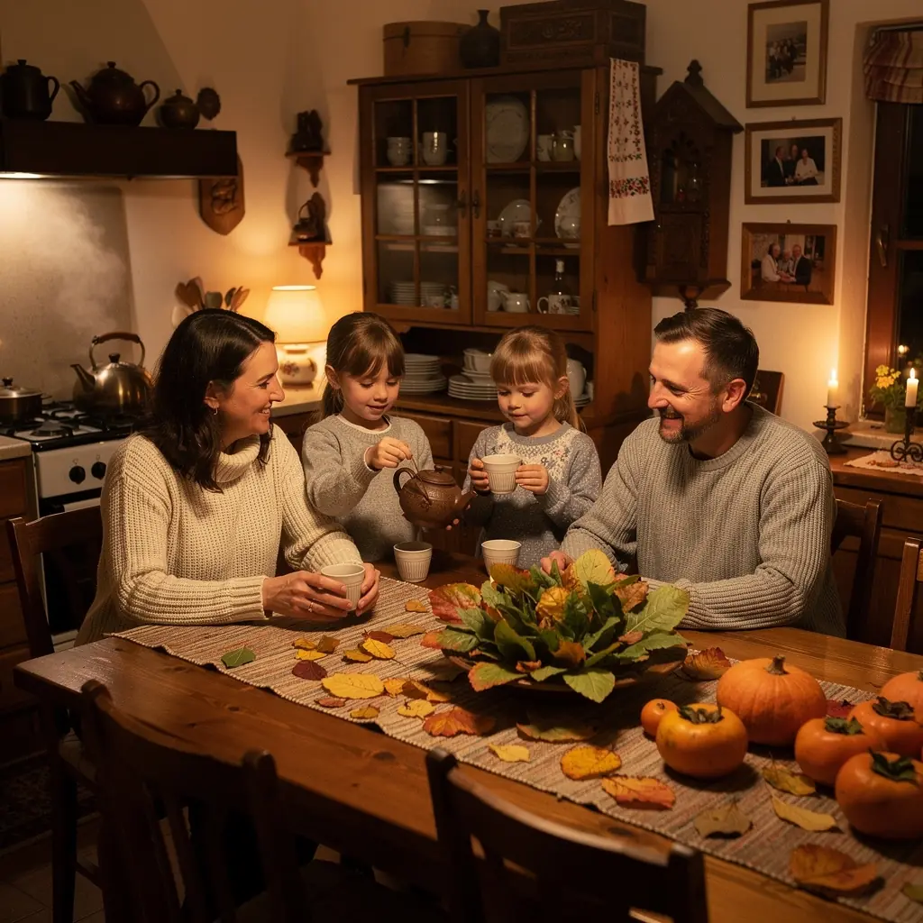 Detailný záber na sušené listy persimónu pred prípravou čaju.